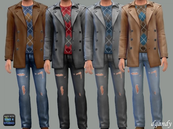  The Sims Resource: Leather Coat and Jeans by dgandy