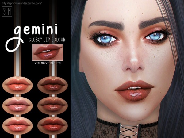  The Sims Resource: Gemini    Glossy Lip Colour by Screaming Mustard