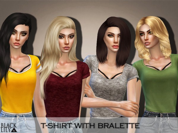  The Sims Resource: T Shirt with Bralette by Black Lily
