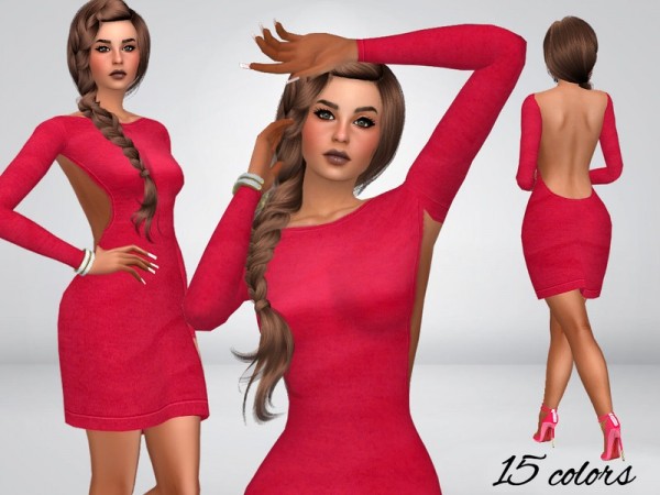  The Sims Resource: Low Cut Back Dress by MartyP