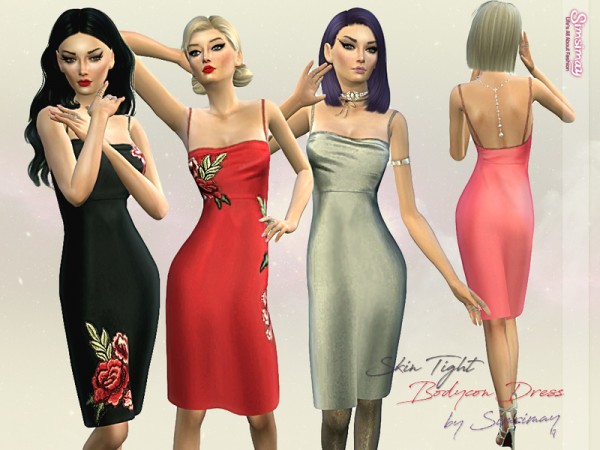  The Sims Resource: Hygge Skin tight Satin Body con by Simsimay