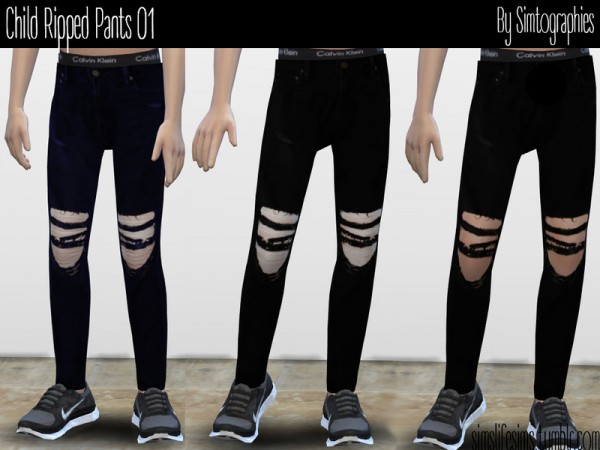 The Sims Resource: Child Ripped Pants 01 by simtographies