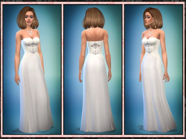  The Sims Resource: Mercury Strapless Wedding Gown by Five5Cats