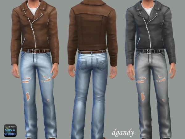  The Sims Resource: Leather Jacket and Jeans by dgandy