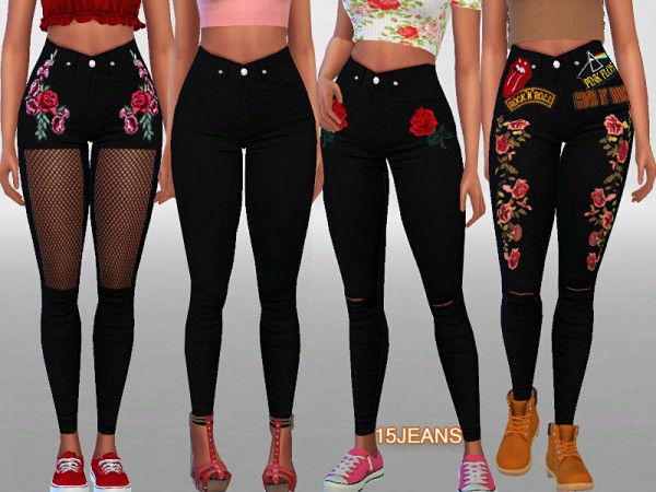  The Sims Resource: Black Denim pants by Pinkzombiecupcakes