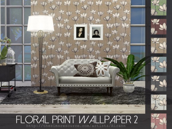  The Sims Resource: Floral Print Wallpaper 2 by Rirann