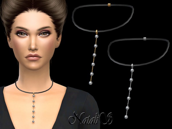  The Sims Resource: Leather and Pearls necklace by NataliS