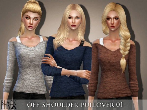  The Sims Resource: Off Shoulder Pullover 01 by Black Lily