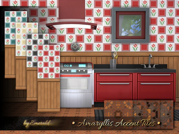  The Sims Resource: Amaryllis Accent Tiles by emerald