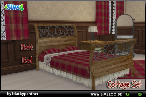  Blackys Sims 4 Zoo: Cottage Set Bed by blackypanther