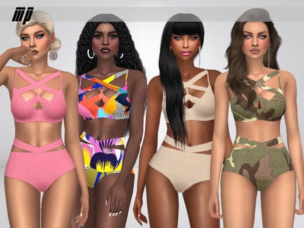  The Sims Resource: High waist Cutout Swimsuit by MartyP