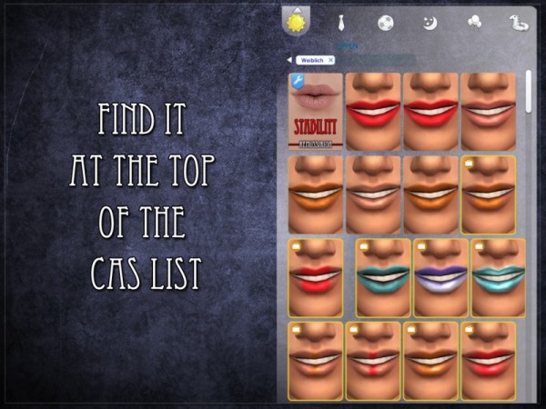  The Sims Resource: Stability Lipstick by RemusSirion