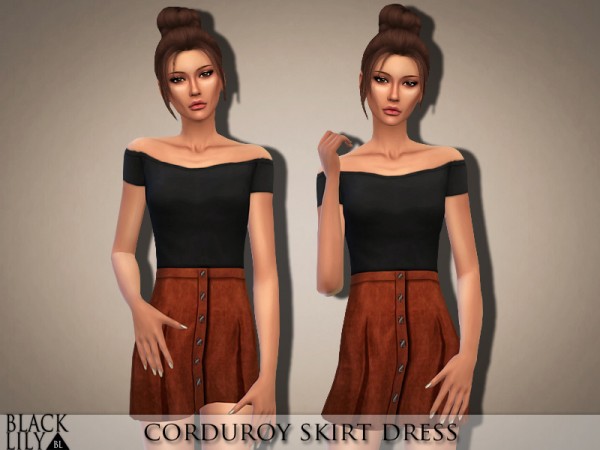 The Sims Resource: Corduroy Skirt Dress by Black Lily