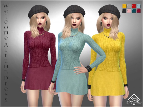 The Sims Resource: Welcome Autumn Dress by Devirose • Sims 4 Downloads