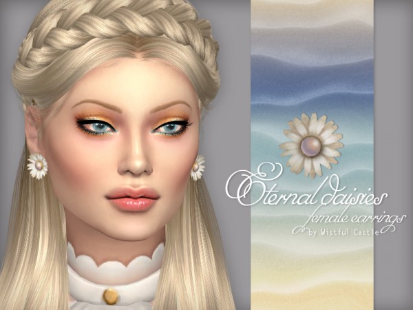  The Sims Resource: Eternal Daisies earrings by WistfulCastle