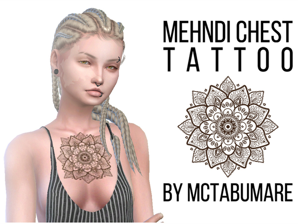  The Sims Resource: Mehndi chest tattoo by MCtabuMARE