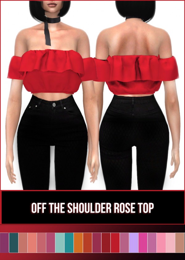  Kenzar Sims: Off the Shoulder Rose top Recolor
