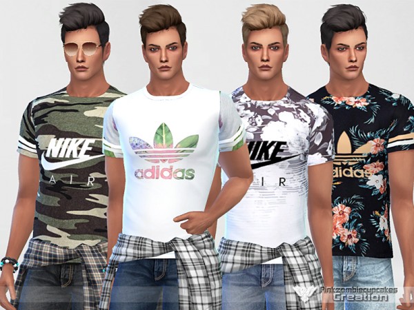  The Sims Resource: Sporty T shirts by Pinkzombiecupcakes