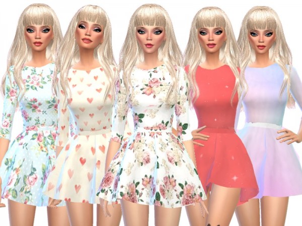  The Sims Resource: Kawaii Long Sleeved Mini Dresses by Wicked Kittie