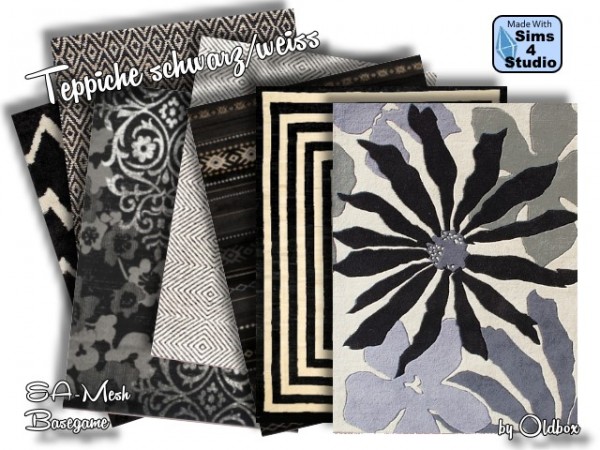  All4Sims: Black and white rugs by Oldbox