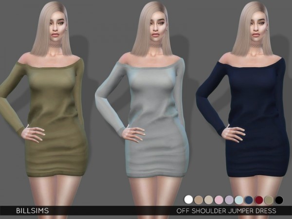  The Sims Resource: Off Shoulder Jumper Dress by Bill Sims