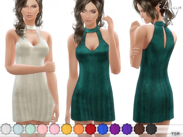  The Sims Resource: Keyhole Velvet Mini Dress by ekinege