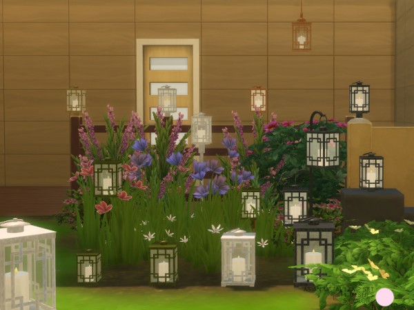  The Sims Resource: Asian Metal Lamp Set by DOT