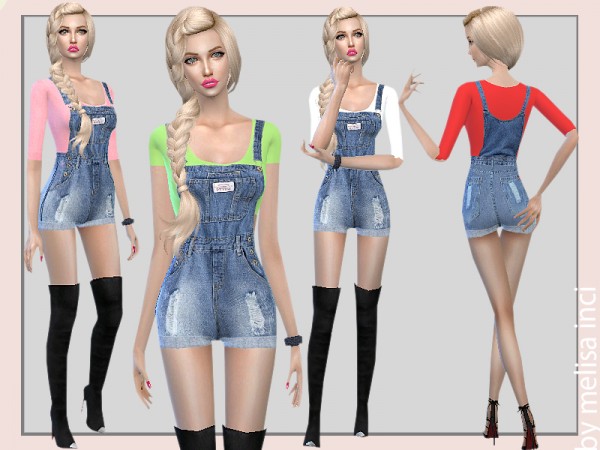  The Sims Resource: Women Denim Overalls by melisa inci