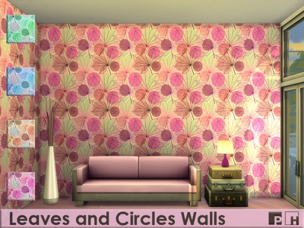  The Sims Resource: Leaves an Circles Walls by Pinkfizzzzz