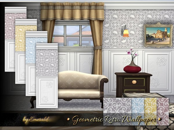  The Sims Resource: Geometric Retro Wallpaper by emerald
