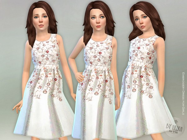  The Sims Resource: Embroidery Dress for Girls by lillka