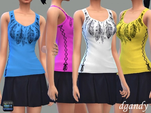  The Sims Resource: Feather Design Tank Top by dgandy