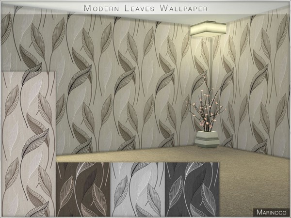  The Sims Resource: Modern Leaves Wallpaper by Marinoco