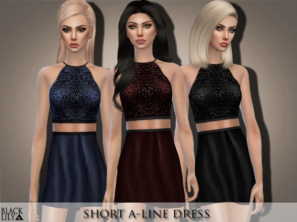  The Sims Resource: Short A Line Dress by Black Lily