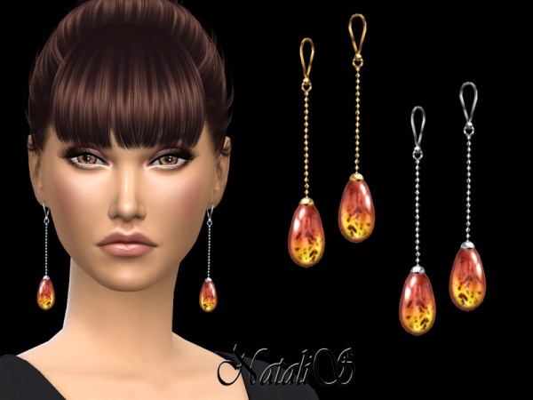  The Sims Resource: Amber drop earrings by NataliS