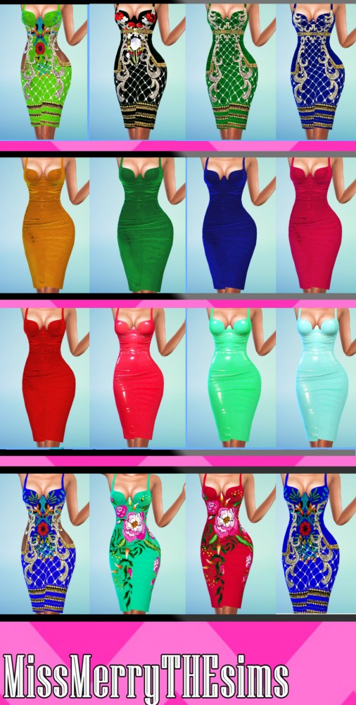  Miss Merry The Sims: Dress for her in 16 new styles