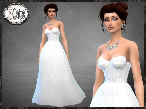  The Sims Resource: Floral Strapless Corset Wedding Gown by Five5Cats