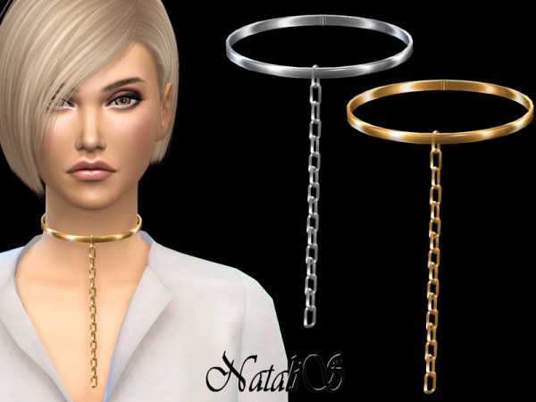  The Sims Resource: Choker with hanging chain link by NataliS