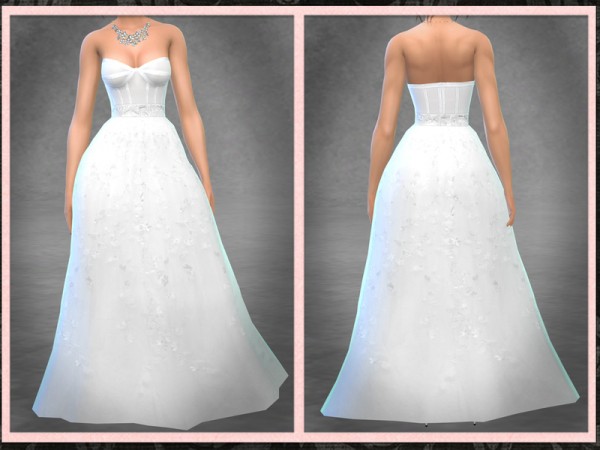  The Sims Resource: Floral Strapless Corset Wedding Gown by Five5Cats