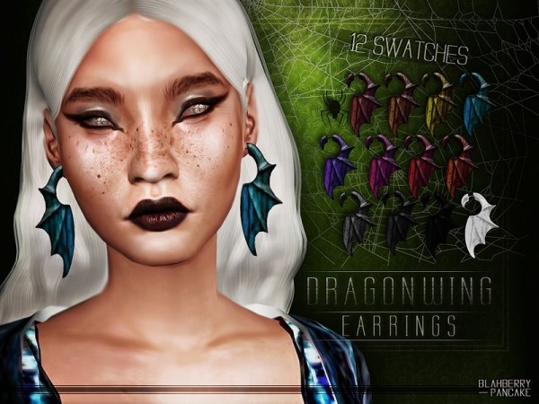  The Sims Resource: Dragon Wings Earrings by Blahberry Pancake