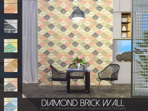  The Sims Resource: Diamond Brick Wall by Rirann