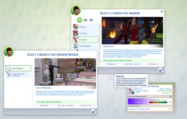  Mod The Sims: Firefighter, Hotel Employee, Stylist and Private Tutoring by sims blog.de
