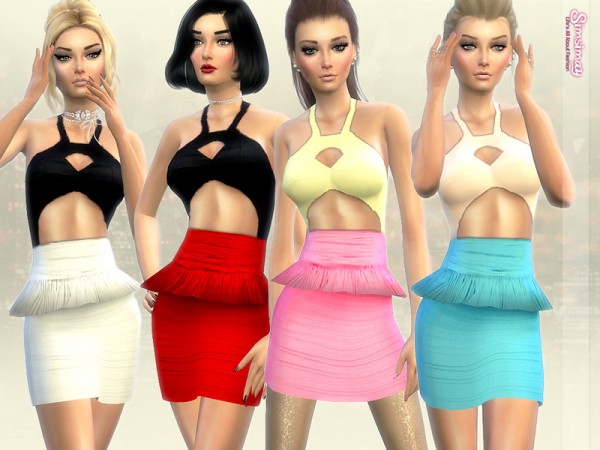  The Sims Resource: Peplum Evening Dress by Simsimay