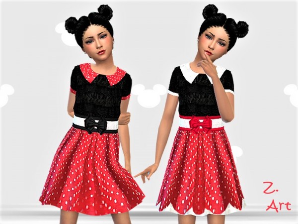  The Sims Resource: GirlZ. 12    Funny dress with polka dots by Zuckerschnute20