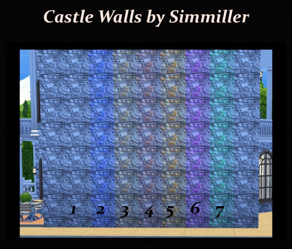  Mod The Sims: Castle Walls   15 Colours of Stone Walls by Simmiller