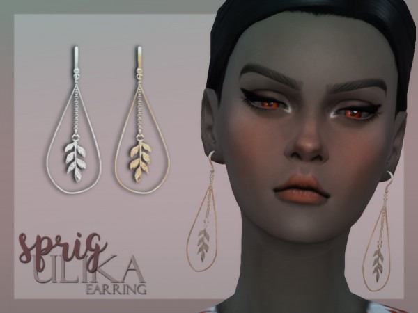 The Sims Resource: Sprig earrings by UliKa