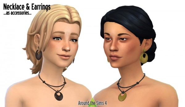  Around The Sims 4: Necklace and Earrings set   Disk with a hole