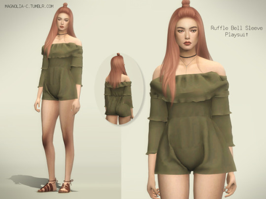  Simsworkshop: Ruffle Bell Sleeve Playsuit recolored by simblrdearie