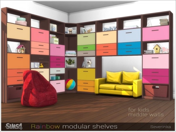  The Sims Resource: Rainbow modular shelves by Severinka