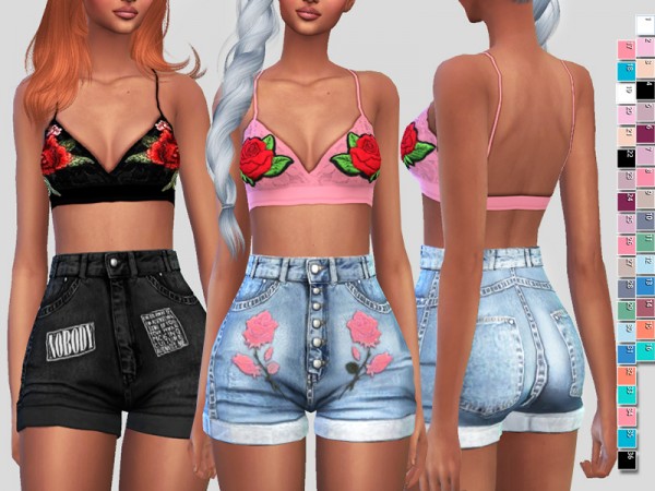  The Sims Resource: Lace Embroidered Bralette by Pinkzombiecupcakes